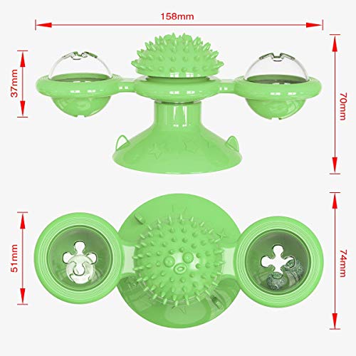 GBSYU Interactive Windmill Cat Toys with LED Light Ball, Catnip, Suction Cup, Cat Exercise, Green - color: Green