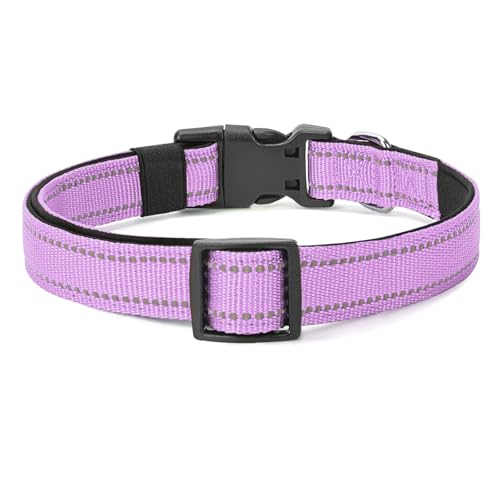 Reflective Dog Collar Padded with Soft Neoprene Breathable Quick Release Basic Dog Collars for Puppy Small Dogs Lavender - color: Lavender, size: XS:width 5/8"neck 8-10.5"