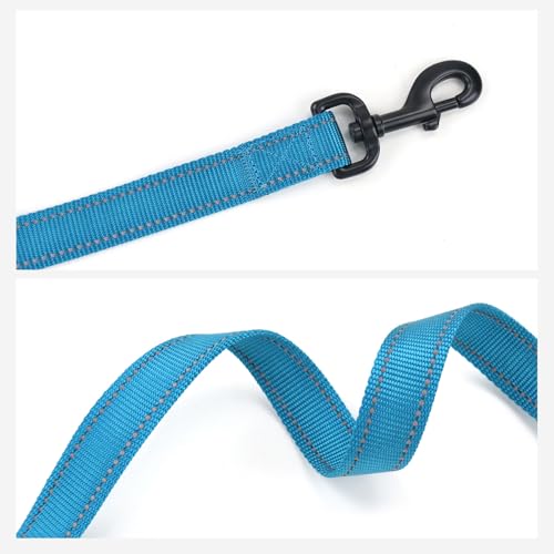 Wagtime Club Double Handle Dog Leash, 6ft Long Heavy Duty Dog Leash with Paded Traffic Handles for Extral Control and Training, Dual Handles Leads, Large Medium Small Dogs (Reflective Bright Blue) - color: Reflective Bright Blue