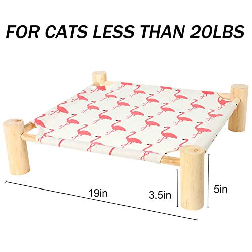 Cat and Dog Hammock Bed for Small Dogs, Brethable Wooden Cat Pet Rabbit Elevated Cooling Outdoor Bed Cots Furniture for Summer Flamingo - color: Flamingo