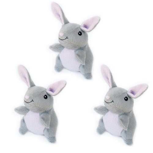 ZippyPaws Burrow Replacement Miniz - Interactive Dog & Puppy Toys for Boredom, Stimulating Pet Products to Keep Them Busy, Plush Refills for Hide & Seek Puzzle, Squeaky Toy for Enrichment - Bunnies - style: Bunnies (3-pack)