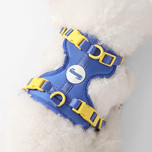HNS1000C Arlo Extra Small Adjustable Soft Padded No Pull Pet Harness with 3 Buckles and 3 Leash Clips, Curaçao - color: Dark Blue, size: X-Small (Chest: 11.8 - 17")