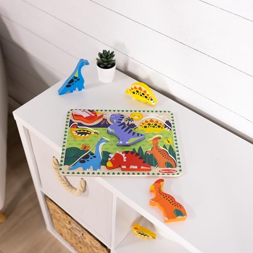 Melissa & Doug Dinosaur Wooden Chunky Puzzle (7 pcs) - FSC Certified - style: Dinosaur