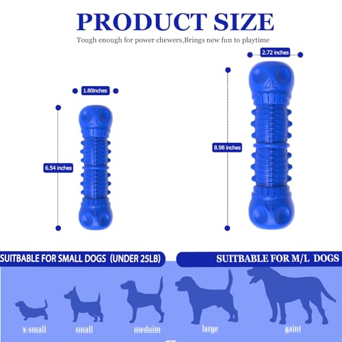 ZIKATON Dog Squeaky Toys for Aggressive Chewers, Durable Chew Toys for Large Medium Breed Dog, Tough Dogs Toys with Natural Rubber - color: Bule 0