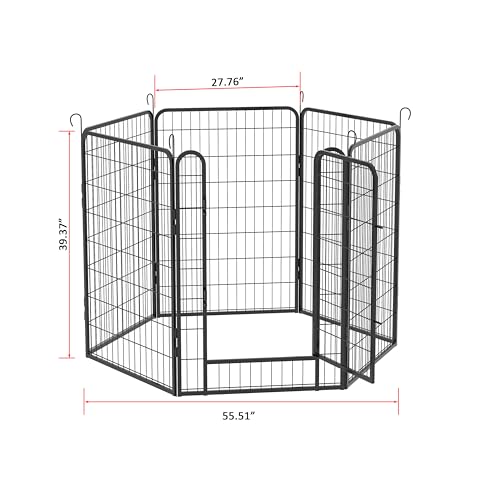 Lafati Heavy Duty Dog Playpen - 6 Panels 40" Tall - Puppy Pen Fence for Indoor Outdoor Large Medium Small Dogs - Foldable Metal Pet Exercise Pen
