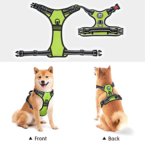 PoyPet No Pull Dog Harness, No Choke Front Clip Dog Reflective Harness, Adjustable Soft Padded Pet Vest with Easy Control Handle for Small to Large Dogs(Green,XS) - color: Green, size: XS