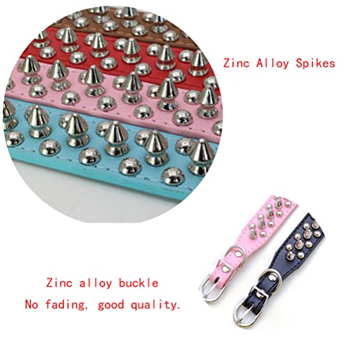 Spiked Small Dog Collars, Spiky Puppy Collar Durable PU Leather Girl Female Male Rivet Studded Spike Pet Collars for XXS XS Small Medium Large Dogs Blue M - color: Blue, size: M(Neck 12-15")