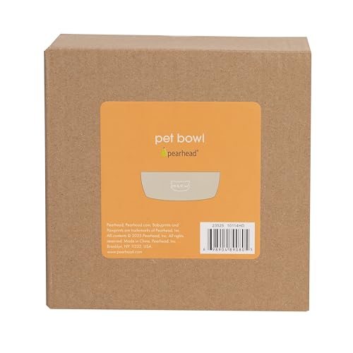 Pearhead Ceramic Cat Bowl – Neutral Taupe “Meow” Design, Holds 12 oz, Stoneware Pet Dish, Whisker-Friendly Pet Feeding, Non-Skid - color: Taupe "Meow", size: Single Bowl