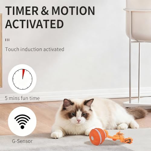 Interactive Dog Cat Toys Dog Ball,Automatic Rolling and Bouncing Moving Dog Toy,Squeaky Rolling Balls with Flashing Light,USB Rechargeable Chew Toys for Puppy Small Dogs, Pet Ball to Keep Them Busy - color: 1 Blue +1 Orange