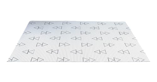 Fresh Kitty Durable XL Jumbo Foam Litter Mat – Phthalate and BPA Free, Water Resistant, Traps Litter from Box, Scatter Control, Easy Clean Mats – White Triangles 40" x 25"
