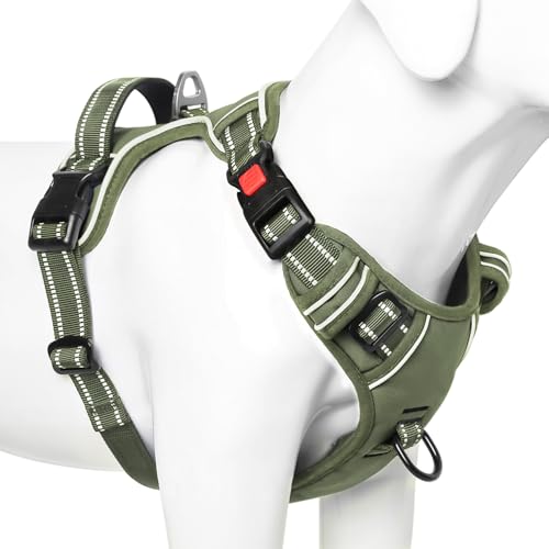 Dog Harness Small Sized, No Pull Pet Harness with Neck Lockable Snap,No Choke Front Clip Dog Reflective Vest,Adjustable Metal Rings 3 Buckles,Easy Control Handle for Small Dogs Green S - color: Lock Green, size: Small (Pack of 1)