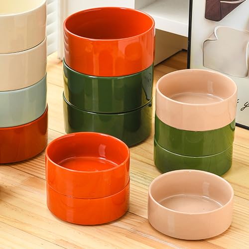 Petygooing Ceramic Dog Bowl Set with Stand, Small Cat Dog Food and Water Bowl, Anti-Slip Set of 2 Bowls - 13.5 OZ (5.1In / 1.7 Cups) Rust Red - color: Rust Red, size: Puppy/Small Size Dogs & Cat Bowls 400ML*2
