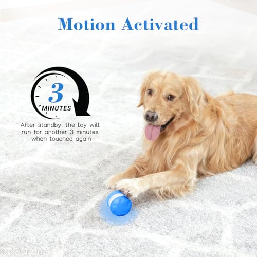 Interactive Dog Ball, Random Path Electric Automatic Moving and Rolling Dogs Toy with Rope for Small Medium Large Dogs, Motion-Activated Dog Stimulation Toy for Boredom Relief (Blue) - color: Blue