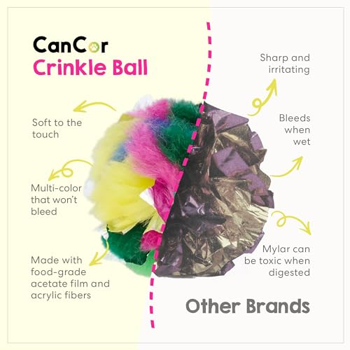 Crinkle Cat Toy Balls 12 Pack | Soft Cat Crinkle Toys for Indoor Cats & Kittens | Food-Grade Acetate Safer Than Mylar | Made in Canada - style: 12 Pack