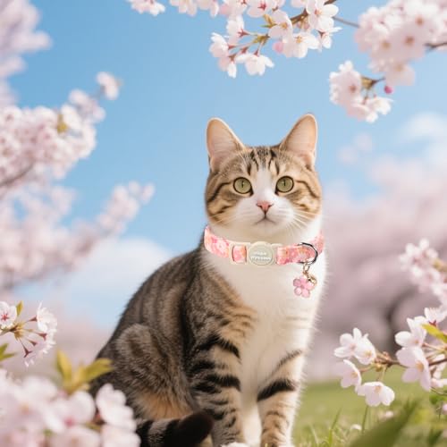 Unique style paws 2 Pack Spring Summer Kitten Collar Breakaway with Bell&Pendant, Adjustable Safety Rose Daisy Flower Cat Cotton Collar for Girl Boy Cat and Small Pet - color: Spring Rose Daisy