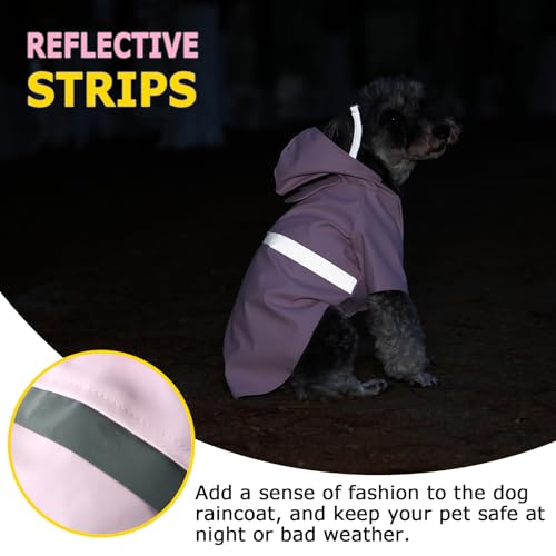 Dog Raincoat, Dog Rain,Water and Snow Proof Jacket with Hood, Leash Hole and Reflective Strap, Lightweight Puppy Clothes, Stylish Streetwear Outfit for Small Medium Dogs (Pink,XL) - color: Pink, size: X-Large