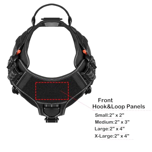 ICEFANG Tactical Dog Harness, X-Large Size,2X Metal Buckle,Working Dog MOLLE Vest with Handle,No Pulling Front Leash Clip,Hook and Loop Panel (Black,XL (Pack of 1)) - color: Black, size: X-Large (Pack of 1)