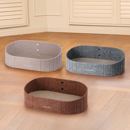 FUKUMARU Cat Scratcher, 24 Inch Sofa Shape Cat Scratching Bed, Reversible Detachable Cats Scratching Board, Round Cats Scratch Pads Refill Indoor, Caramel - color: Caramel