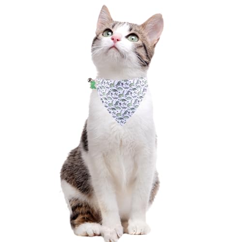 Cat Collar Breakaway with Cute Bow Tie Bandana and Bell Dinosaur Accessories for Kitty Adjustable Safety - color: dinosaur