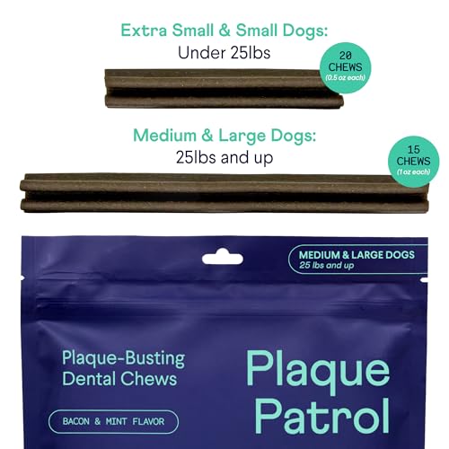 Finn Plaque Patrol Dental Chews | Triple-Action Defense Against Plaque, Tartar, and Bad Breath | for Medium/Large Dogs, 25+ lbs