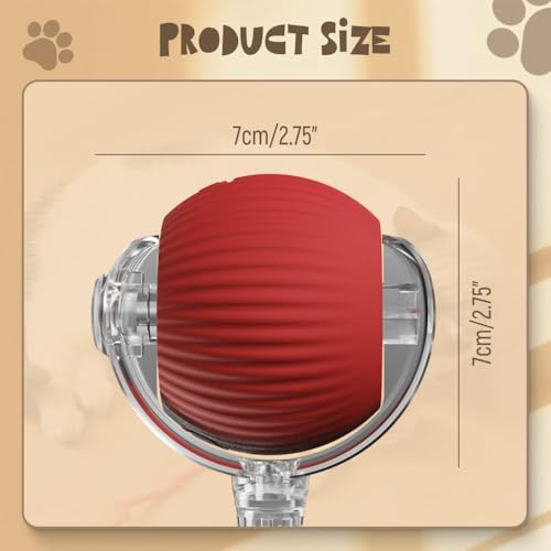 Interactive Rolling Dog Ball, 2025 Upgraded Version Automatic Rolling Ball Interactive Cat Toy Automatic Cat Toy Automatic Moving Dog Toy, 360° Intelligent (Red) - color: Red