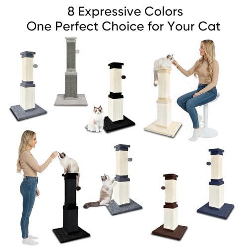 32 Tall Cat Scratching Post for Large Cats, Cat Scratcher for Indoor Cats Adults, Sturdy Sisal Scratch Post to Protect Furniture, Brown - color: Brown