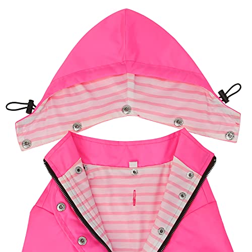 HDE Dog Raincoat Poncho Double Layer Zip Rain Jacket with Removable Hood, Leash Hole for Small to 3XL Dogs and Puppies Pink - L - color: Pink, size: Large