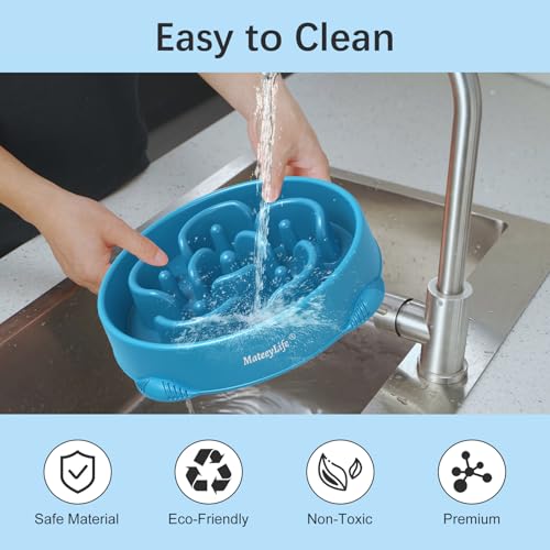 MateeyLife Large Slow Feeder Dog Bowls 2PCS, Anti-Choking Puzzle Dog Food Bowls, Anti-Slip Interactive Feeding Slow Down Eating, Bloat Stop Maze Dishes for Large Breeds 4 Cups Purple&DarkBlue - color: C-Purple&DarkBlue, size: Large