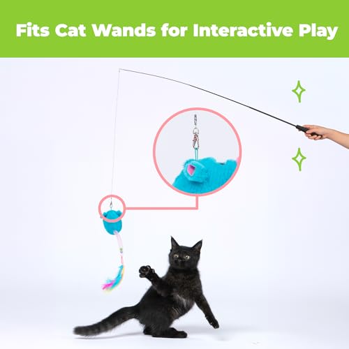 Catify by Best Pet Supplies Interactive Cat Toys – Plush, Motion-Activated & Squeaking Toys with Premium North American Catnip for Indoor Cats & Kittens - Squeaking Mice Set, Blue & Fuchsia - color: Squeaking Mice Blue & Fuchsia