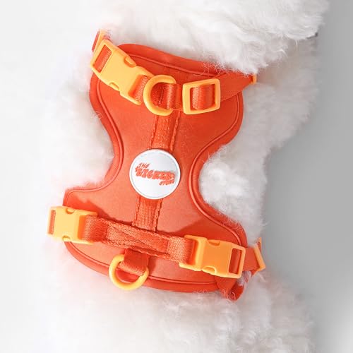 HNS1001A Arlo Small Adjustable Soft Padded No Pull Pet Harness with 3 Buckles and 3 Leash Clips, Aperol - color: Dark Orange, size: Small (Chest: 14 - 22")