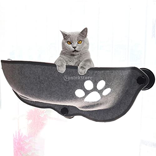 Gazechimp Cat Hammocks for Car with Window, Sill Sill Seat with Washable Cushion, Suction Cups Space Saving, Rest Seat, Grey