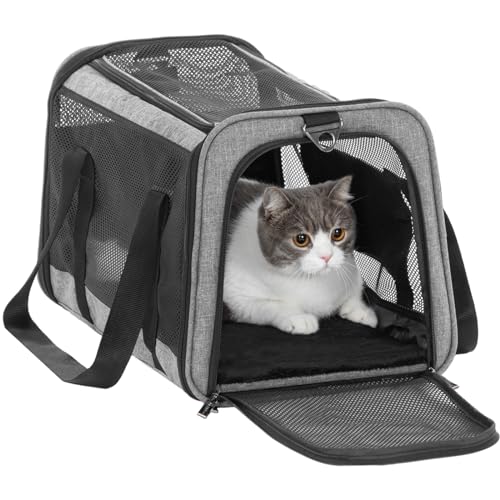 Petsfit Cat Carrier Dog Carriers Airline Approved, 18 x 11 x 11 Soft-Sided Pet Carrier, 3 Carrying Ways, Lightweight, Breathable, Escape Proof, with Adjustable Shoulder Strap and Soft Cushion - color: Z-Gray, size: Medium