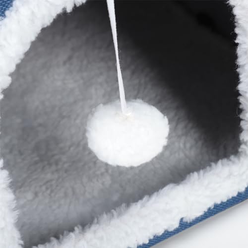 Foldable Cat House, 2 Layer Collapsible Kitten House Multifunctional Cat Cave Bed Soft Cat Scratcher House, Cat Bed Cave Cat Cubes Cat Hideaway for Indoor Cats(Navy Blue) - color: Navy Blue