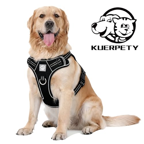 Vest Harness for Dogs - Reflective Adjustable Padding with Easy-On Design & Leash Attachment (XL, Black) - color: Black, size: XL