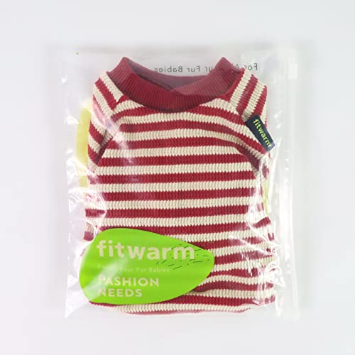 Fitwarm Red and White Striped Dog Pajamas, Waffle Dog Clothes for Small Dogs Girl Boy, Puppy Onesie with Feet, Pet Christmas Outfit, XL - color: Red, size: X-Large