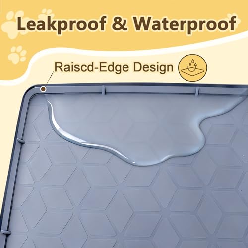 Cat Litter Mat Extra Large 31"x22" Silicone Waterproof Litter Trapping Mat for Litter Box, Non-Slip Urine-Proof Kitty Litter Box Mat with Deep Grooves, Easy Clean Scatter Control Pet Mat (Gray) - size: 31X22IN Cat Litter Mat