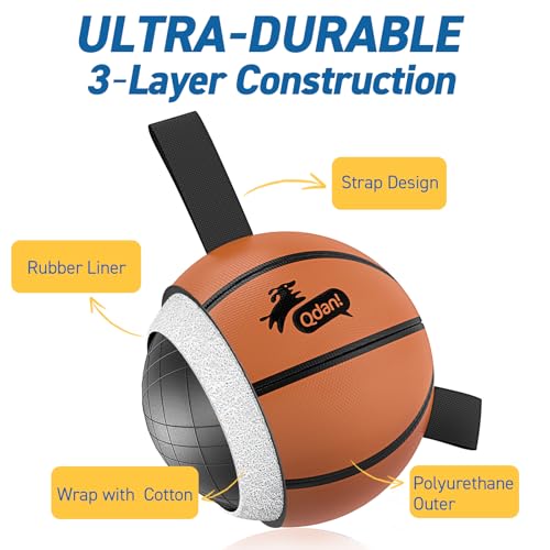 QDAN Dog Ball Basketball Toys, Balls with Straps, Dog Water Toy Pool Toys for Small Medium Dogs (6 Inch) - color: Basketball, size: 6 Inch