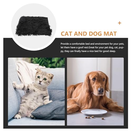 Ciieeo Fluffy Pet Pad Double-Layer Plush Dog Blanket Warm Soft Crate Mat Anti-Slip Cushion for Small Medium Large Dogs and Cats Deep Gray S