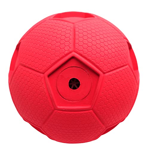 Nerf Dog Soccer Ball Dog Toy with Interactive Squeaker, Lightweight, Durable and Water Resistant, 4 Inches, for Medium/Large Breeds, Single Unit, Red - color: Red, size: 4-inches