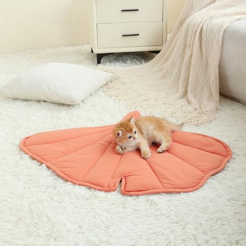 Letalong 31 X 25 Inch Leaf Shaped Cotton Cat Bed Pad, Warming Cat Mat, Pet Warming Pad for Cats, Warmer Mat for Feral and Indoor Cats, 2025 Enlarged and Thickened Leaf Beds - color: Pink