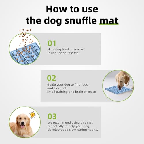 Snuffle Mat for Dogs, Silicone Snuffle Mat Dog Feeding Mat Slow Feeder, Encourages Natural Foraging Dog Sniff Mat, Stress Relief, Smell Training, Digging Toys for All Breed Dogs (Blue) - color: Blue