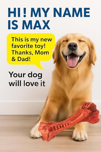 Dog Chew Toy - Natural Rubber Dog Toy, Beef Flavor – Dog Toys for Medium & Large Dogs - Bone-Shaped Chew for Dental Health - Indoor and Outdoor Play