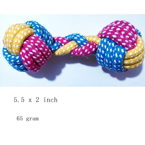 Dog Cat Puppy Teething Chew Toys,Dog Chew Rope Toy,Safe Braided Rabbit Toys Healthy Gift (Dumbbell) - color: Colorful dumbbells