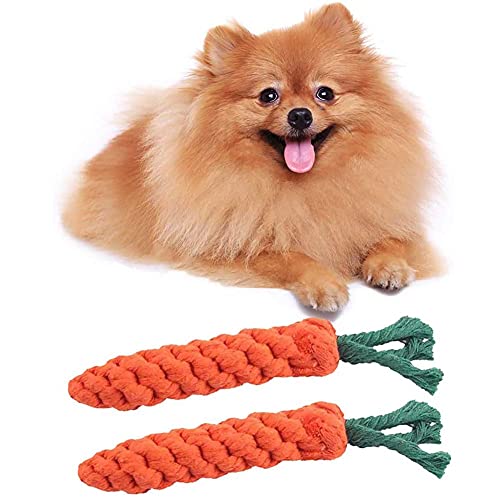 Dog Toys 3 PCS Puppy Teething Chew Toys,Dog Rope Toys,Cat Chew Toys,Safe Braided Rabbit Toys Healthy Gift - color: orange