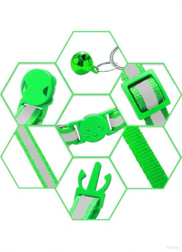 2 Pack Breakaway Cat Collars with Bells, Reflective Design and Claw Print Design, Safety Buckle Kitten Collars Adjustable from 7.5 to 12.5 Inches (Green) - color: Green
