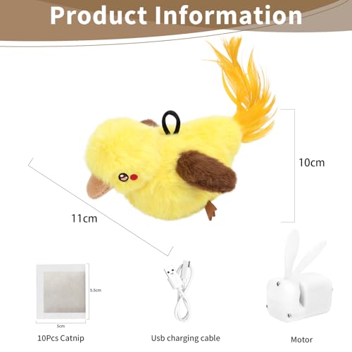 Cat Toys Flapping Birds with Catnip Bags, Rechargeable Chirping Interactive Cat Toy Kicker, Lifelike Birdie Tweets, Indoor Enrichment Moving Wings Cat Exercise Toys for All Breeds Kitten Dog(Oriole) - color: A1