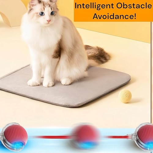 Interactive Electric Automatic Rolling Moving Rechargeable Self Play Stimulation Toy,Smart Pet Chase with Speedy Tail Rope for Bored Indoor Cats (Yellow) - color: YELLOW