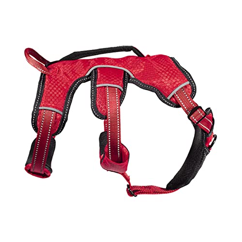 Tuff Pupper Escape Proof No Escape Dog Harness | 5 Point Adjustable Fit Harness for Dogs | Padded Dog Harnesses | Handle Dog Lift Harnesses - color: March Red, size: Large