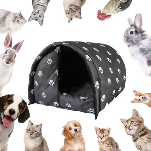 Cat House for Outdoor,Weatherproof Warm Feral Cats Shelter Outside/Indoor Collapsible Insulated Pet Houses Foldable Stray Cat Tent Cave for Kitty Puppy Small Animals Four Season(Black)