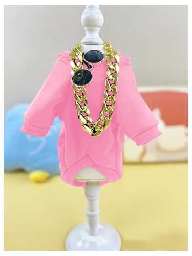 QWINEE 3Pcs Dog Hoodie Cat Apparel Dog Custume Set with Necklace and Sunglasses Pet Clothes for Puppy Small Medium Dogs Cats Light Pink Medium - color: Light Pink, size: Medium